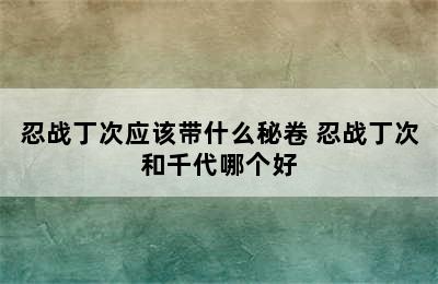 忍战丁次应该带什么秘卷 忍战丁次和千代哪个好